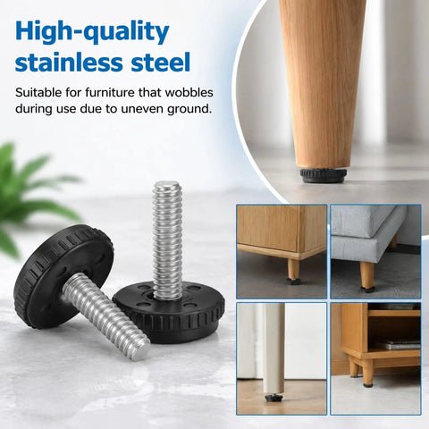 Adjustable 1/4-20 Stainless Steel Furniture Levelers Set Of 10 Screw In Table Feet For Chairs And Cabinets