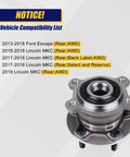 512500 Rear Wheel Bearing And Hub Assembly For Ford Escape AWD 2013 To 2018 And Lincoln MKC AWD 2015 To 2019 With ABS 5 Lug.