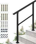 Heavy Duty 3 Step Handrails For Outdoor Front Porch Stairs Durable Safety Guardrail With Solid Grip installation kit and railing on steps.