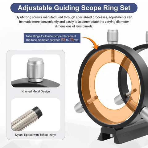 Adjustable guiding scope ring set for 60mm Guide Scope Finder Kit With 1.25 Inch Double Helical Focuser FMC Lens