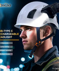 Rechargeable Clip On Headlamp For Hard Hats With Built In Lamp Hands Free LED Light For Safety Helmet Work Day Or Night