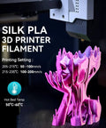 3D printer using Silk PLA Filament 1.75mm 1kg For 3D Printers With A Dope Glossy Silk Finish, printing a smooth artistic sculpture.
