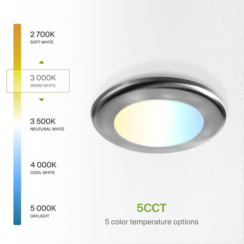 12 Pack 4 Inch LED Disk Lights, 10W, 5CCT 2700K-5000K, 685 Lumens, CRI90, Dimmable Flush Mount Ceiling Light, showing 3000K option