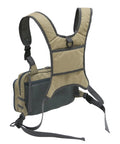 Lightweight Fly Fishing Chest Pack For Men And Women With Tackle Box Storage in durable grey fabric, angled side view