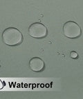 Close-up of waterproof sage green fabric with water droplets, highlighting Weighted Outdoor Curtains For Patio With Rope Tie.