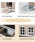 40 Inch Wooden Chicken Coop With 3 Lockable Nesting Boxes For 4 To 6 Chickens Outdoor Hen House With Removable Tray, detail view