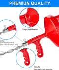 25 Foot Heavy Duty Plumbing Snake for drains, toilets, and sinks, showing tough ABS handle and thumbscrew for easy adjustment.