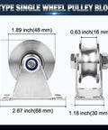 Beefy Stainless Steel Wall Mounted Rope Pulley Wheel 1 Pack For Gym Equipment And Sliding Gates with dimensions