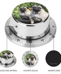 Countdown Timer With Rotating Dial Multi Functional Timekeeper for Cooking and Baking Classroom Office and Home Decor Space Saving Interval Regulator Durable Stainless Steel Construction with dog image and magnetic base