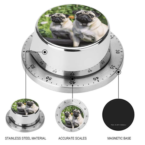 Countdown Timer With Rotating Dial Multi Functional Timekeeper for Cooking and Baking Classroom Office and Home Decor Space Saving Interval Regulator Durable Stainless Steel Construction with dog image and magnetic base