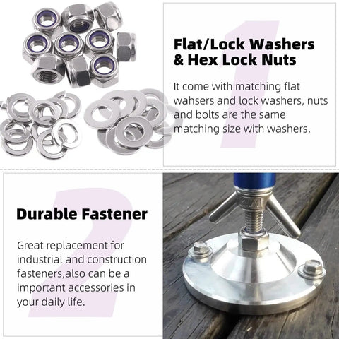150 Pcs Metric 304 Stainless Steel M6 Hex Lock Nuts, Flat Washers, And Split Lock Washers Kit with example application