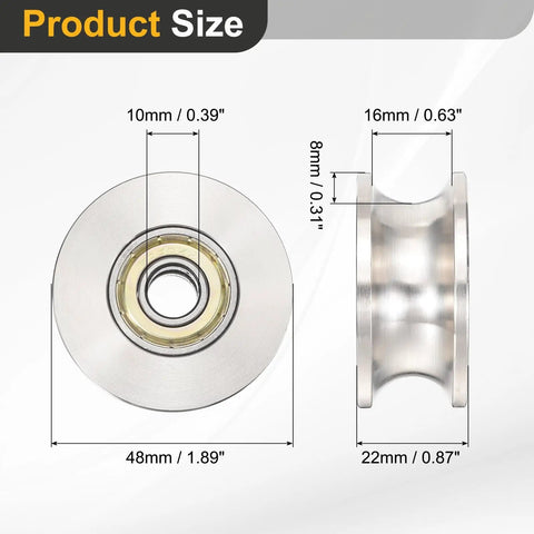 Heavy Duty U Groove Pulley Wheel Machined From 201 Stainless Steel For Zero Slippage Belt Transmissions That Turn Smooth As Butter, 48mm size.