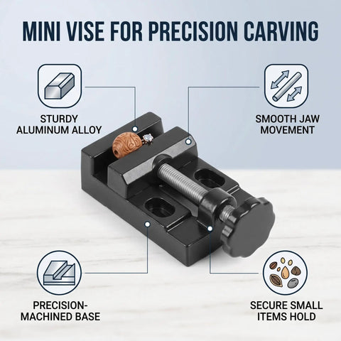 Mini Bench Vise Clamp With Aluminum Alloy Construction For Pro Grade Precision Drilling And Small Repairs, holding items securely