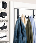 Over The Door Hooks 12 Pack Sturdy Door Hanger with coats on door, space-saving towel rack for bathroom, bedroom, kitchen, 1-3/4 inch thick.