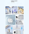 Portable Mini Sock Washing Machine Cordless Rechargeable Battery Power No Sweat Quick Clean Spot-On Stain Removal with UV light feature.