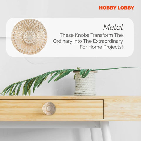 Freshen Up Your Space With These Heavy Duty White Metallic Floral Drawer Knobs quick swap easy install on a wooden drawer.