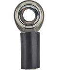 Heavy Duty Left Hand Heim Joint Rod End 11/16-18 Thread With 5/8 Inch Bore Zinc Plated Steel close-up view showing the bearing and joint.