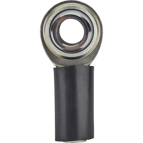 Heavy Duty Left Hand Heim Joint Rod End 11/16-18 Thread With 5/8 Inch Bore Zinc Plated Steel close-up view showing the bearing and joint.