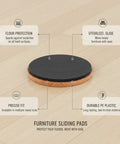 No Sweat Easy Glide Round PE Plastic Furniture Sliders For Standard Chair And Sofa Legs On Hard Floors Black Glide Pads