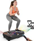 Vibration Plate Exercise Machine For Full Body Training And Muscle Activation Fitness Platform, woman performing squats.