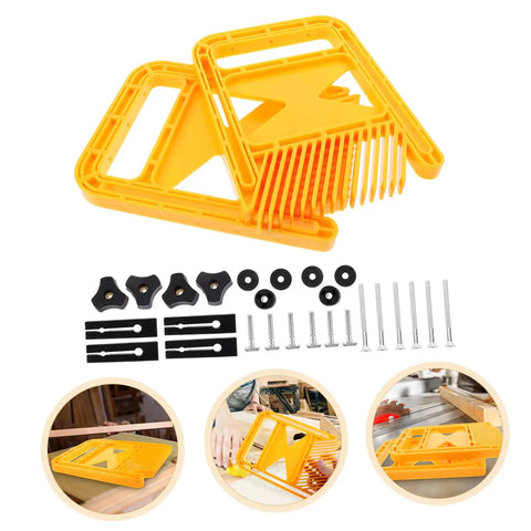 Built Damn Tough Woodworking Featherboard For Table Saw Safety And Router Tables Featuring Zero Slip Grip Design Durable High Grade Material Shop Essential Gear, yellow with non-slip rubber fingers.