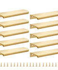 Gold Edge Finger Pulls For Cabinets 6 Inch Set Of 10 Aluminum Concealed Tab Drawer Handles Brushed Brass Finish with screws