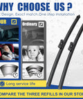 Subaru Forester Windshield Wiper Blades Set 26 17 14 Inch Top Lock OEM Replacement For 2019 2024 Models 3 Pack comparison chart image