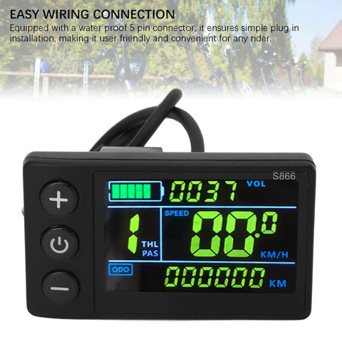 All Weather E Bike LCD Display With Waterproof 5 Pin Connector Color Screen Cycling Computer For Electric Bicycles And Scooters Ride Ready Tough Weatherproof Meter Panel No Fuss Wiring