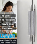 Refrigerator Door Handle Covers Set Of 6 Trim To Fit Washable Fridge Handle Protector Keeps Dirty Handprints Off No Hassle Easy Timesaver Kitchen Decor Gray Looks Great shown on handles.