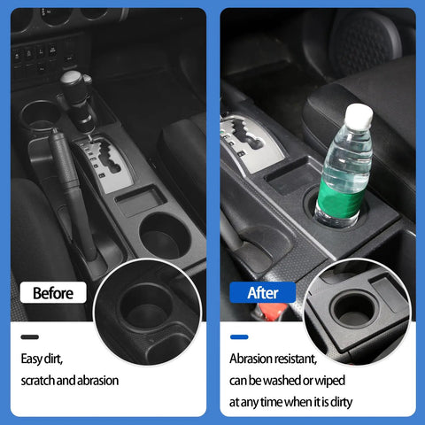 Toyota FJ Cruiser Cup Holder Sub Assembly Replacement Kit For Gear Shift Console Black 2 Pack Soft TPE Inserts Before After