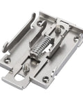 Four Pack 35MM DIN Rail Mounting Clip For Solid State Relay Mounting Rack In Stainless Steel With Screws Chinese Standard Easy Install Ideal SSR Mounting Kit For Single Phase Projects And Industrial Panels, shown in close-up view