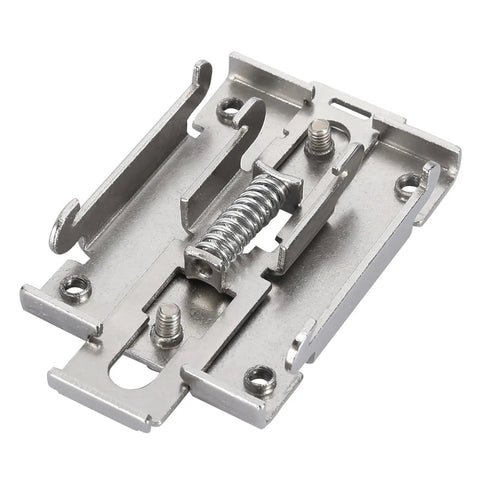 Four Pack 35MM DIN Rail Mounting Clip For Solid State Relay Mounting Rack In Stainless Steel With Screws Chinese Standard Easy Install Ideal SSR Mounting Kit For Single Phase Projects And Industrial Panels, shown in close-up view