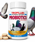 Probiotics Extra Strength For Pigeons With Immune Support And Digestive Health 100 Tablets bottle with pigeon images