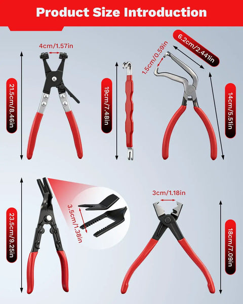 Product size introduction of Electrical Disconnect Pliers And Connector Removal Tool Kit For DIY Car Care 5 Piece Automotive Set