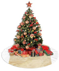 Beige Granite Stone Look Plush Christmas Tree Skirt 36 Inch 100 Percent Polyester Brushed Fabric Easy To Cover Tree Base