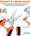 4 Pack Garden Pruning Shears Set With Stainless Steel Blades And Comfort PP TPR Handles, ergonomic design close-up