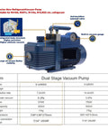 Heavy Duty Two Stage Rotary Vane Vacuum Pump 4 Cfm Rated With Forced Oil System Anti Reflux Design And Gas Ballast Valve, dual stage design, integrated structure, built-in vacuum gauge.