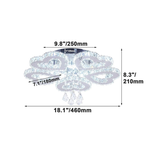 5 Heart Ring Crystal Chandelier LED Ceiling Light Fixture Stainless Steel Pendant Lighting For Bedroom Living Room Dining Room And Foyer Romantic Vibe Showpiece With Cool White Brightness