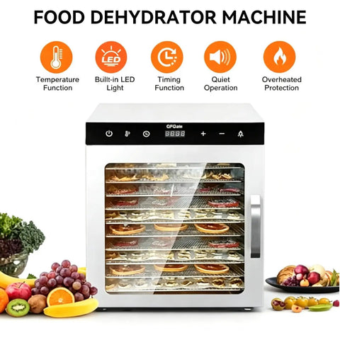Premium Heavy Duty Freeze Dryer Machine With Twelve Stainless Steel Trays To Keep Your Fruits Veggies And Beef Jerky Rock Solid And Fresh As Heck For Any Home Hustle with various dried fruits.