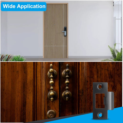 Stainless Steel T Strike Door Strike Plate 2-3/4 Inch Backplate For Interior And Exterior Doors Black Rust Resistant Reinforcement