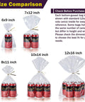 Clear Bottom Gusset Cellophane Gift Bags 10x14 Inches, 50 Count With 6 Inch Gold Twist Ties Perfect For Party Favors Bridal Showers And Wedding Gift Wrapping size comparison