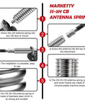 Marketty SS-3H CB antenna spring, stainless steel coil with mounting hardware and 3/8x24 thread