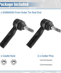 ES800030 Tie Rod End for Chevrolet Cobalt and GM Vehicles Including Equinox HHR G5 Pursuit Torrent Ion Vue XL7 Saturn Lineup Replacement Steering Tie Rod Link for Precise Handling and Smooth Steering, 2-pack with castle nuts and cotter pins