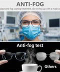 3 Pack Anti Fog Safety Glasses With Wraparound Side Shields Clear Lens Work Goggles displayed in anti-fog test with steam.