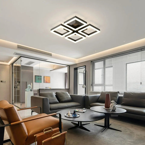 Led Ceiling Light Four Square Dimmable Flush Mount Fixture For Living Room Dining Room Bedroom And Kitchen 52W Led