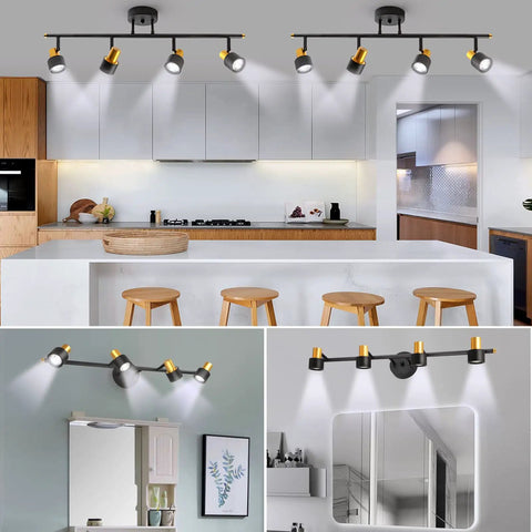 4 Light Plug In Vanity Lights For Bathroom And Kitchen Counter Over Mirror, Modern Vanity Light Fixtures With Adjustable Heads