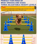 Dog Agility Backyard Course Set With 12 Cones And 6 Durable Rods, height adjustable hurdles for training on grass
