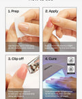 Tutorial showing steps for applying Semi-Cured Gel Nail Strips Value Set With Lavender Starter Kit including full size lamp.