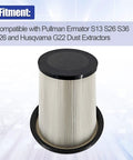 Heavy Duty Cotton HEPA Dust Extractor Filter for wet and dry industrial vacuums, compatible with Pullman Ermator S26 S13 S36 F26 and Husqvarna G22, replaces 590430201 and 200900050.