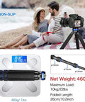Built Different Mini Tripod Lightweight Aluminum Construction With Quarter And Half Inch Threads on weight scale with load details.